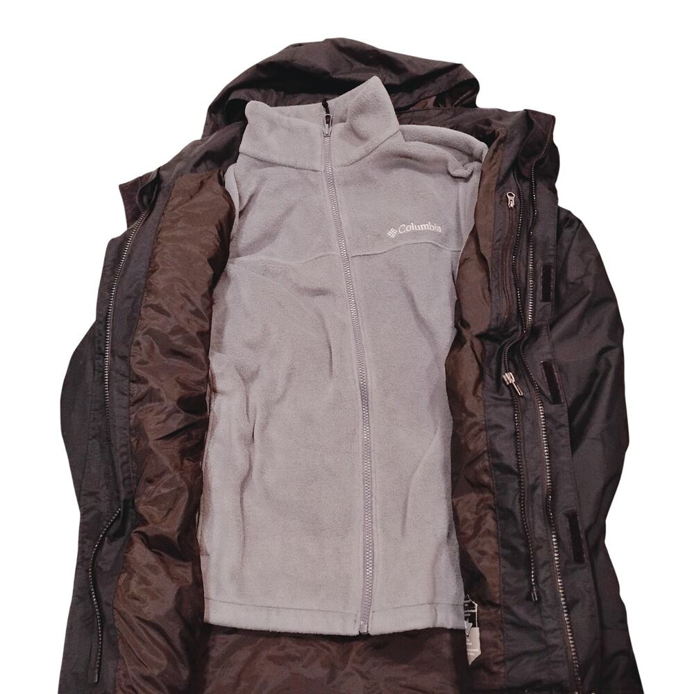 Women's M Columbia 2 in 1 Waterproof Hooded Coat Removable Inner Fleece Coat
